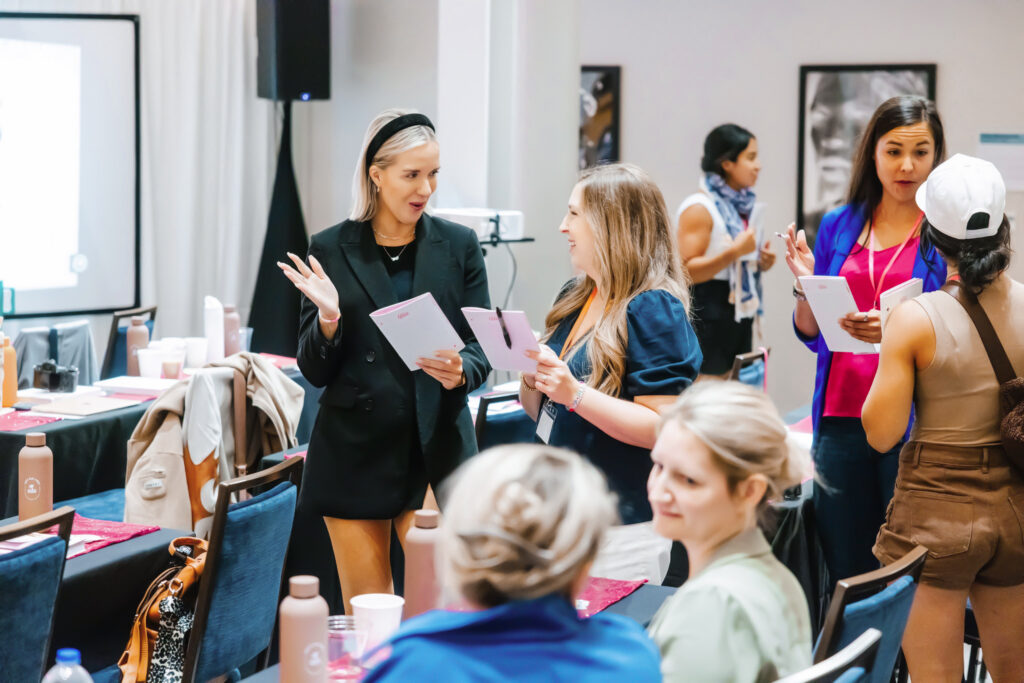 Media coach Katrina Owens helps a room full of corporate women who want to grow their personal brand
